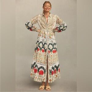 Anthropologie Printed Buttondown Shirt Dress